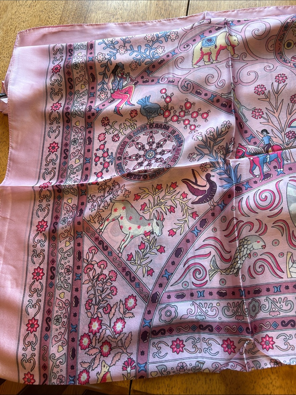 Pink Decorative Floral & Animal Print Scarf Throw - Pink
